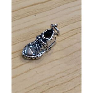 .925 Tennis Shoes Sterling Silver Jewelry Charm #hightop shoe #sports #vintage